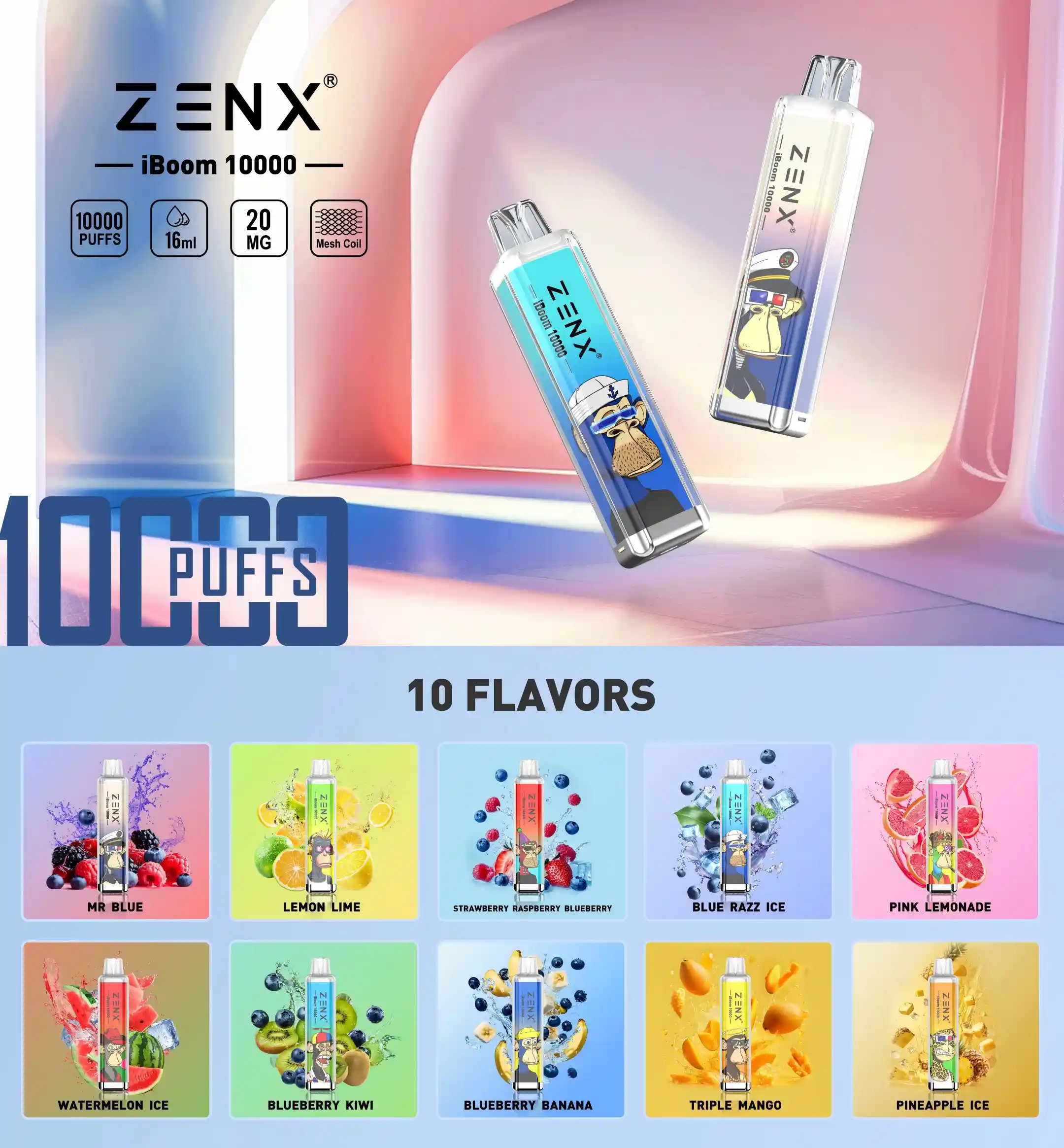 ZENX iBoom 10000 Puffs Wegwerp Vape - zenxvape.nl