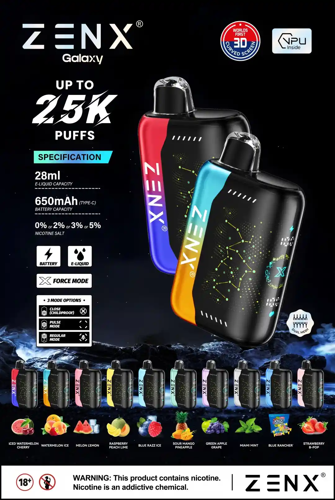 ZENX Galaxy Pulse X 25000 Puffs Wegwerp Vape - zenxvape.nl