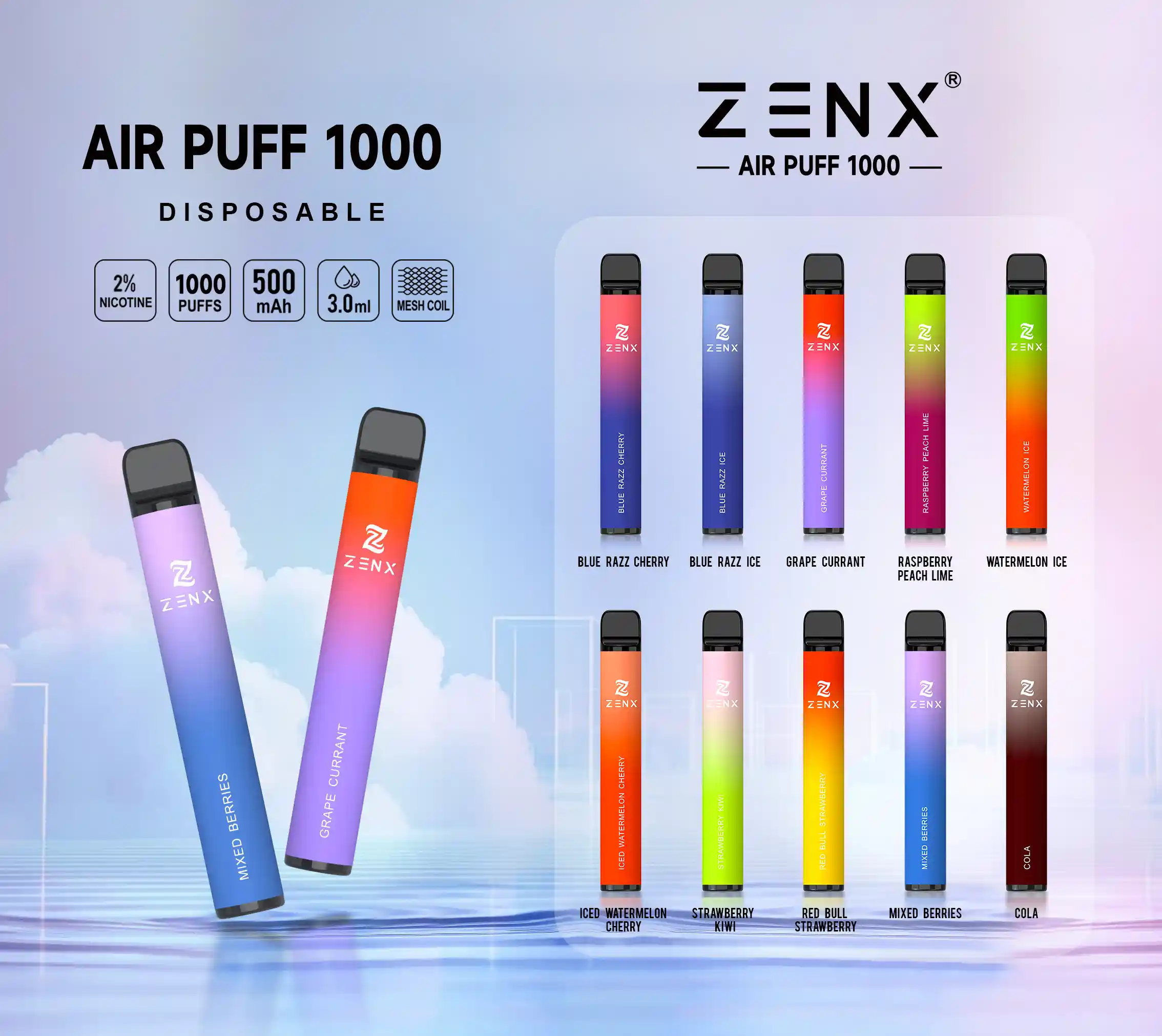 ZENX Air Puff 1000 Puffs Wegwerp Vape Pen - zenxvape.nl