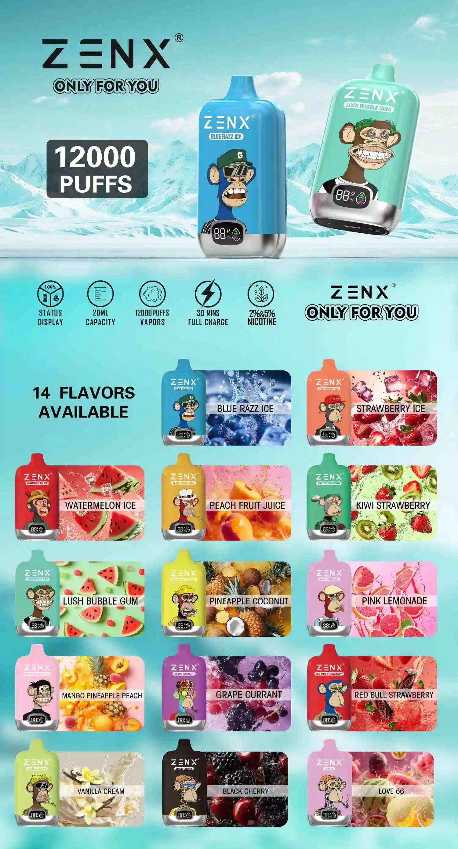 ZENX RandM Tornado NFT Digital Box 12000 Puffs Wegwerp Vape Pod - zenxvape.nl